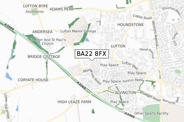 BA22 8FX map - small scale - OS Open Zoomstack (Ordnance Survey) BA22 8FX map - small scale - OS Open Zoomstack (Ordnance Survey)