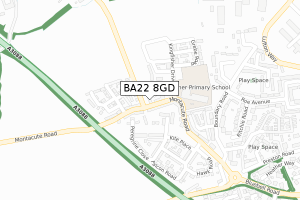 BA22 8GD map - large scale - OS Open Zoomstack (Ordnance Survey)