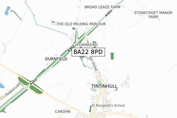 BA22 8PD map - small scale - OS Open Zoomstack (Ordnance Survey)