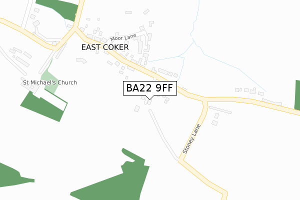 BA22 9FF map - large scale - OS Open Zoomstack (Ordnance Survey)