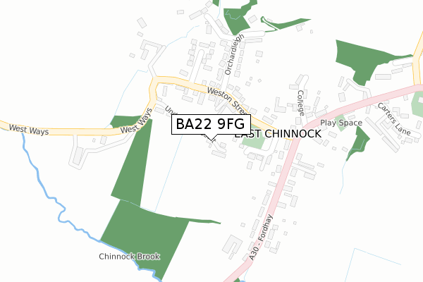 BA22 9FG map - large scale - OS Open Zoomstack (Ordnance Survey)