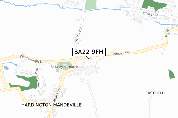 BA22 9FH map - large scale - OS Open Zoomstack (Ordnance Survey)