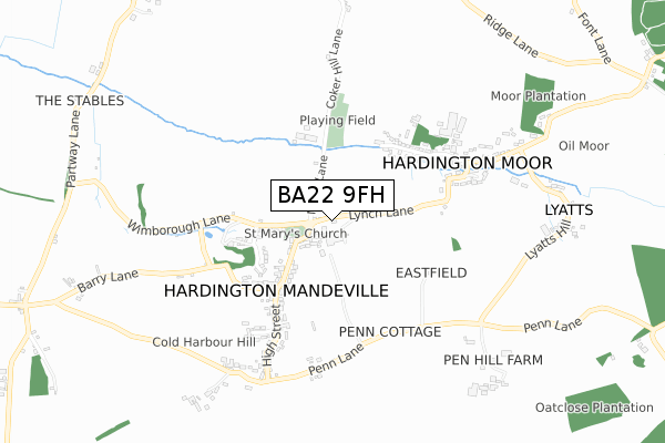 BA22 9FH map - small scale - OS Open Zoomstack (Ordnance Survey)