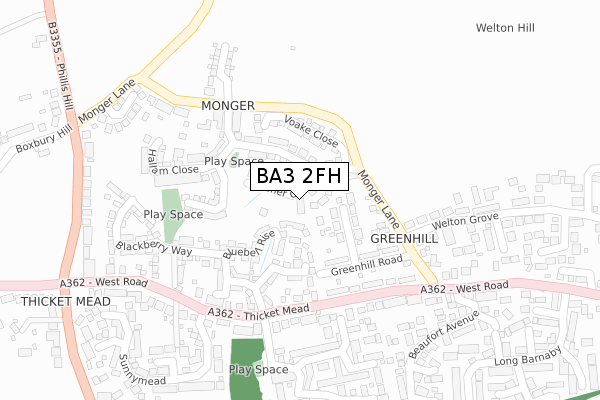 BA3 2FH map - large scale - OS Open Zoomstack (Ordnance Survey)