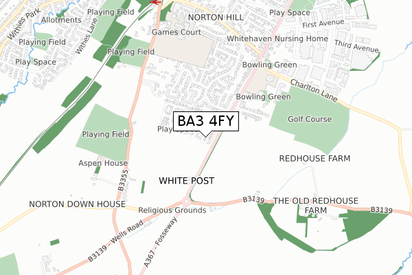 BA3 4FY map - small scale - OS Open Zoomstack (Ordnance Survey)