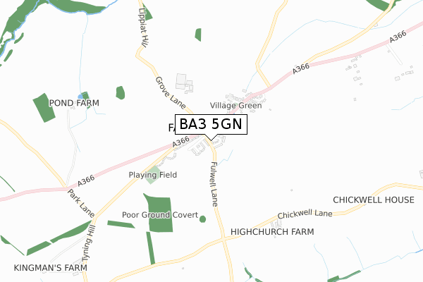 BA3 5GN map - small scale - OS Open Zoomstack (Ordnance Survey)