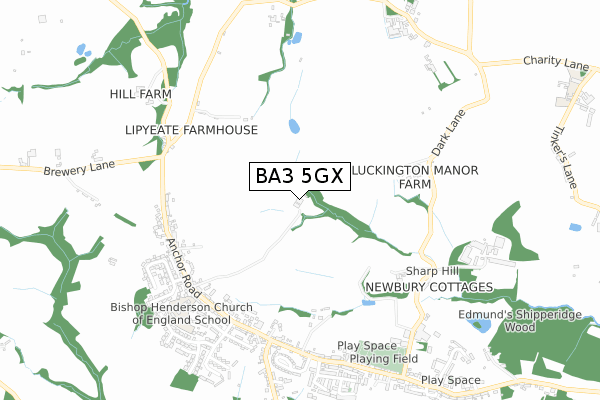 BA3 5GX map - small scale - OS Open Zoomstack (Ordnance Survey)