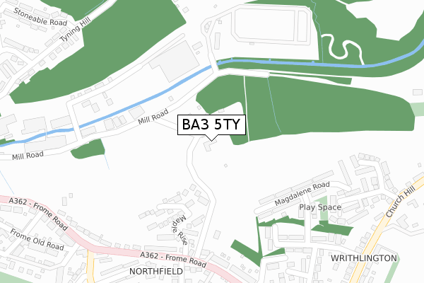 BA3 5TY map - large scale - OS Open Zoomstack (Ordnance Survey)