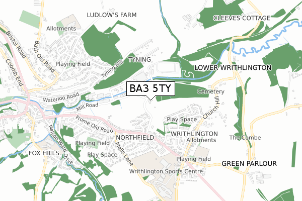 BA3 5TY map - small scale - OS Open Zoomstack (Ordnance Survey)
