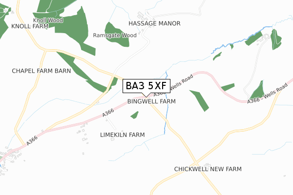 BA3 5XF map - small scale - OS Open Zoomstack (Ordnance Survey)