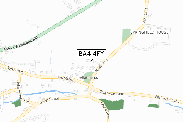 BA4 4FY map - large scale - OS Open Zoomstack (Ordnance Survey)