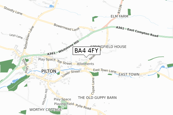 BA4 4FY map - small scale - OS Open Zoomstack (Ordnance Survey)