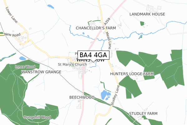 BA4 4GA map - small scale - OS Open Zoomstack (Ordnance Survey)