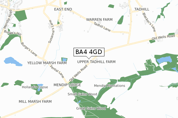 BA4 4GD map - small scale - OS Open Zoomstack (Ordnance Survey)