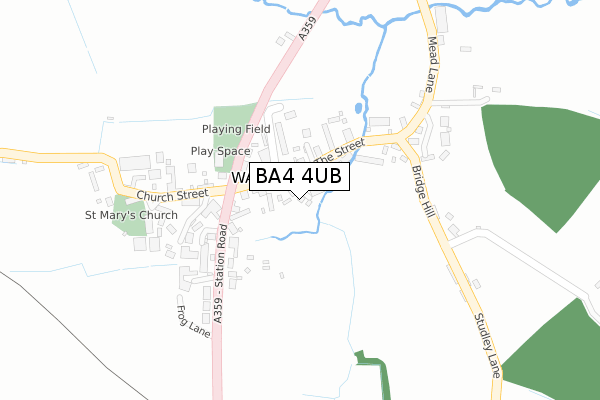 BA4 4UB map - large scale - OS Open Zoomstack (Ordnance Survey)