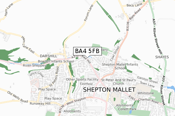 BA4 5FB map - small scale - OS Open Zoomstack (Ordnance Survey)