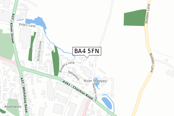 BA4 5FN map - large scale - OS Open Zoomstack (Ordnance Survey)