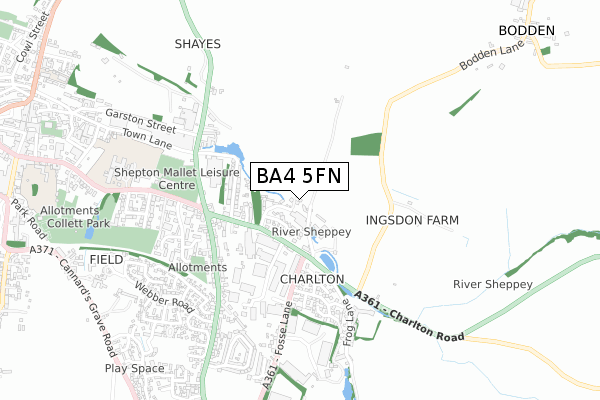 BA4 5FN map - small scale - OS Open Zoomstack (Ordnance Survey)