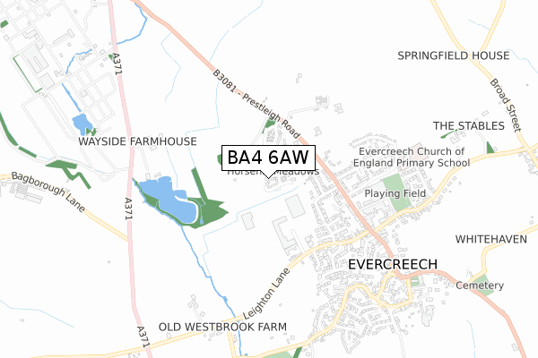 BA4 6AW map - small scale - OS Open Zoomstack (Ordnance Survey)