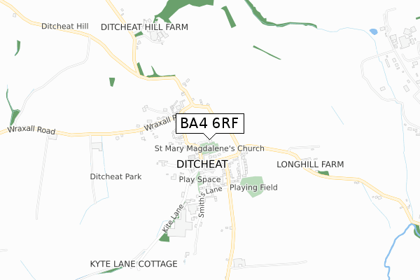 BA4 6RF map - small scale - OS Open Zoomstack (Ordnance Survey)