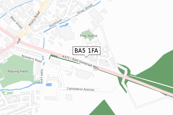 BA5 1FA map - large scale - OS Open Zoomstack (Ordnance Survey)