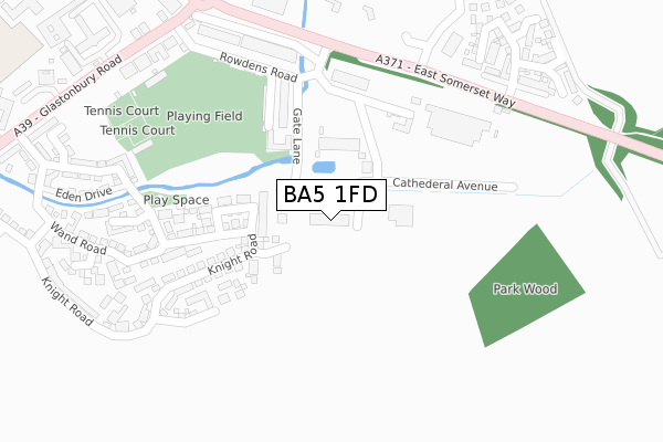 BA5 1FD map - large scale - OS Open Zoomstack (Ordnance Survey)