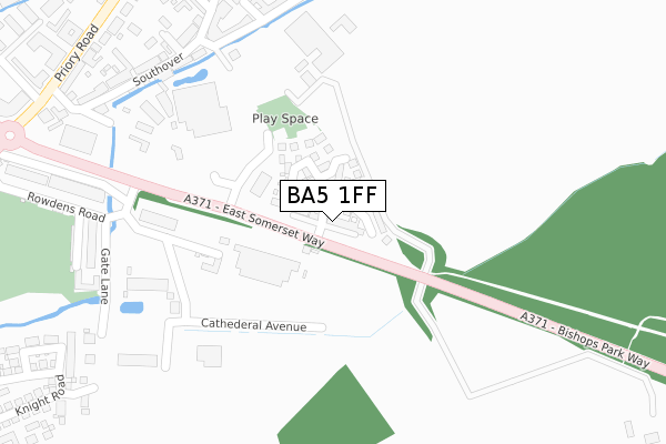 BA5 1FF map - large scale - OS Open Zoomstack (Ordnance Survey)