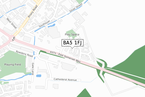 BA5 1FJ map - large scale - OS Open Zoomstack (Ordnance Survey)