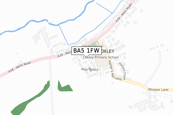 BA5 1FW map - large scale - OS Open Zoomstack (Ordnance Survey)