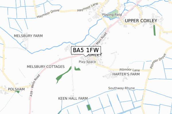 BA5 1FW map - small scale - OS Open Zoomstack (Ordnance Survey)