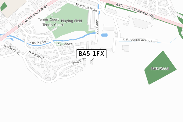 BA5 1FX map - large scale - OS Open Zoomstack (Ordnance Survey)