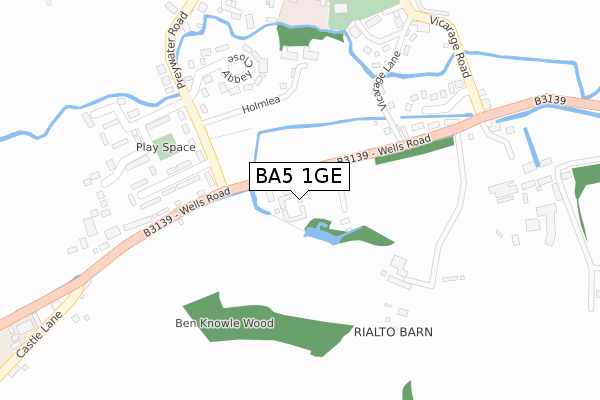 BA5 1GE map - large scale - OS Open Zoomstack (Ordnance Survey)