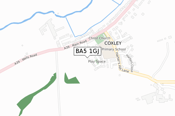 BA5 1GJ map - large scale - OS Open Zoomstack (Ordnance Survey)
