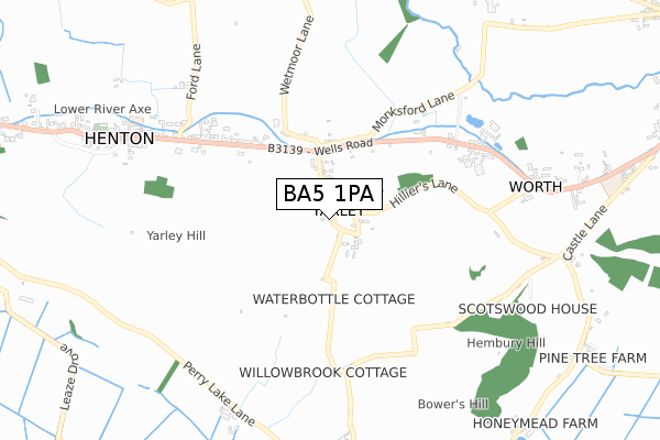 BA5 1PA map - small scale - OS Open Zoomstack (Ordnance Survey)