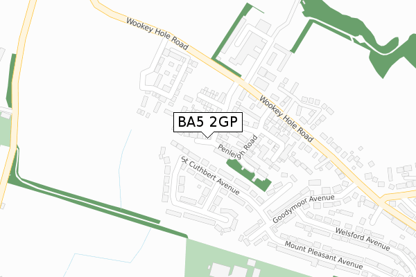 BA5 2GP map - large scale - OS Open Zoomstack (Ordnance Survey)