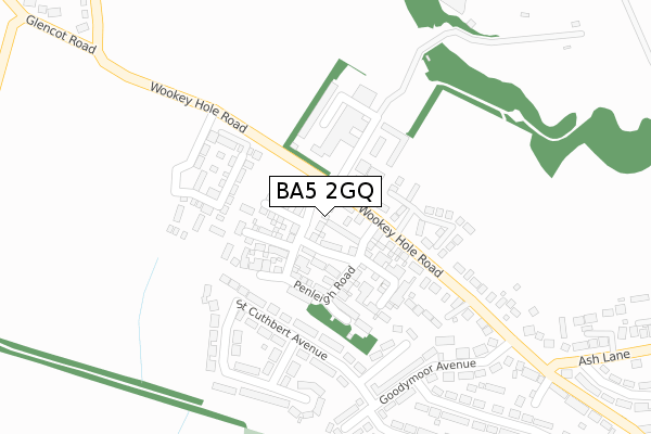 BA5 2GQ map - large scale - OS Open Zoomstack (Ordnance Survey)