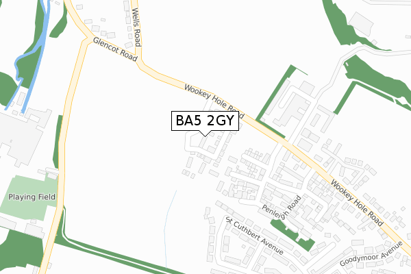 BA5 2GY map - large scale - OS Open Zoomstack (Ordnance Survey)