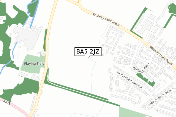 BA5 2JZ map - large scale - OS Open Zoomstack (Ordnance Survey)