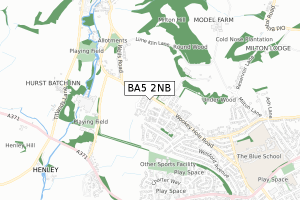 BA5 2NB map - small scale - OS Open Zoomstack (Ordnance Survey)