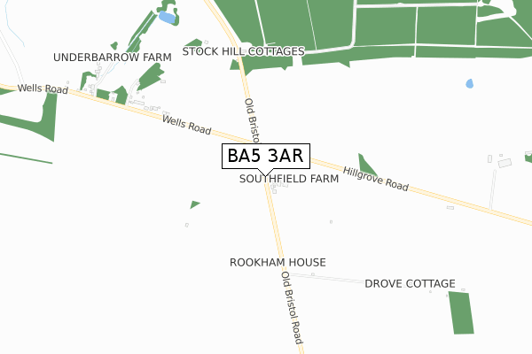 BA5 3AR map - small scale - OS Open Zoomstack (Ordnance Survey)