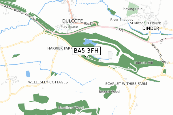 BA5 3FH map - small scale - OS Open Zoomstack (Ordnance Survey)