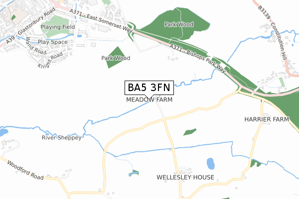 BA5 3FN map - small scale - OS Open Zoomstack (Ordnance Survey)