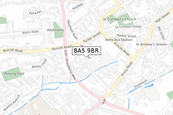 BA5 9BR map - large scale - OS Open Zoomstack (Ordnance Survey) BA5 9BR map - large scale - OS Open Zoomstack (Ordnance Survey)