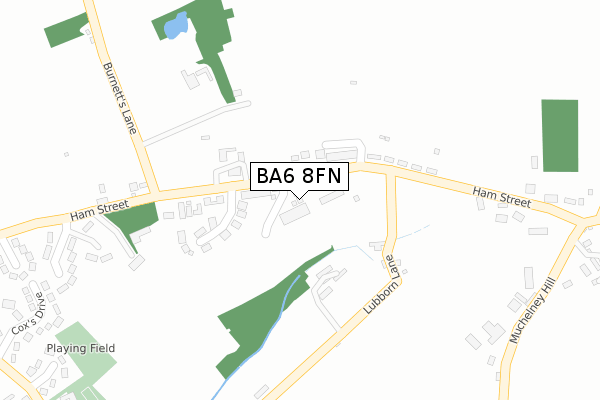 BA6 8FN map - large scale - OS Open Zoomstack (Ordnance Survey)