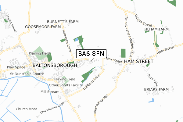 BA6 8FN map - small scale - OS Open Zoomstack (Ordnance Survey)