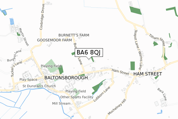 BA6 8QJ map - small scale - OS Open Zoomstack (Ordnance Survey)