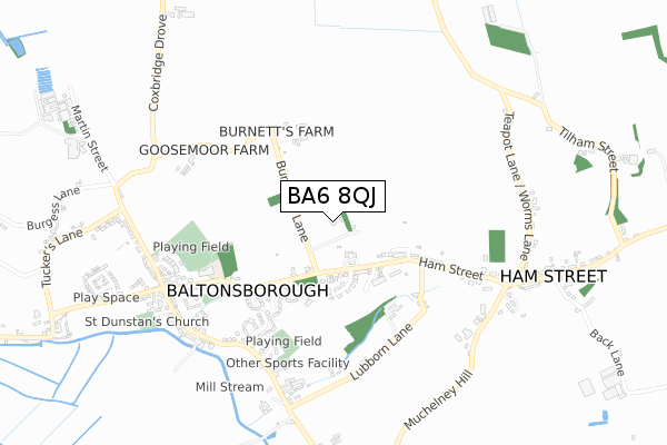 BA6 8QJ map - small scale - OS Open Zoomstack (Ordnance Survey) BA6 8QJ map - small scale - OS Open Zoomstack (Ordnance Survey)