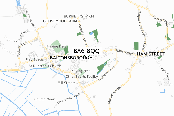 BA6 8QQ map - small scale - OS Open Zoomstack (Ordnance Survey) BA6 8QQ map - small scale - OS Open Zoomstack (Ordnance Survey)