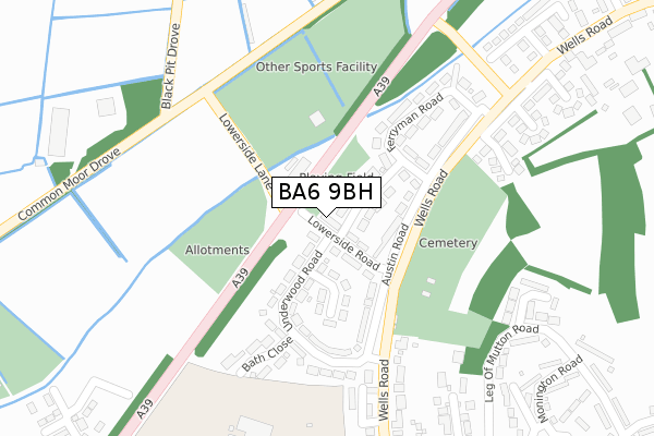 BA6 9BH map - large scale - OS Open Zoomstack (Ordnance Survey) BA6 9BH map - large scale - OS Open Zoomstack (Ordnance Survey)