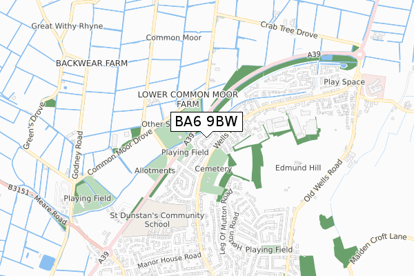 BA6 9BW map - small scale - OS Open Zoomstack (Ordnance Survey) BA6 9BW map - small scale - OS Open Zoomstack (Ordnance Survey)
